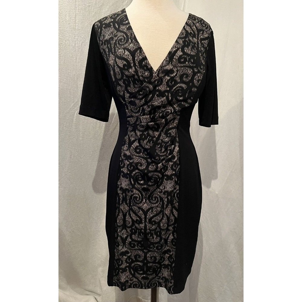 cb Established 1962 Women's Dress Size 8 Midi Black & Gold Beautiful